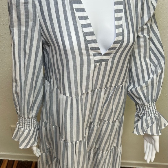 Eliza J Blue and White Striped Long Sleeve Dress - Picture 7 of 11